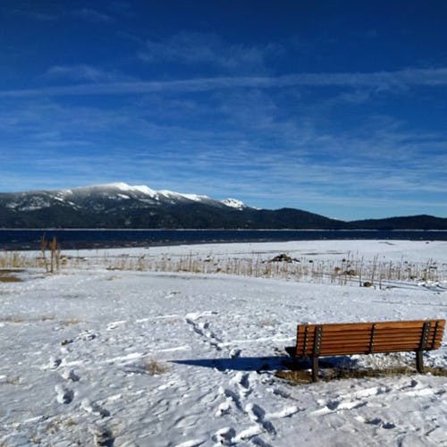 Clear day, low lake